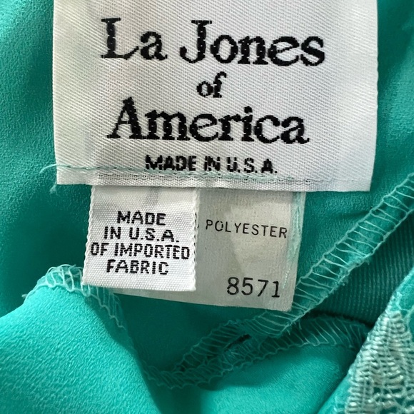 La Jones Of America Dress Size Missing See Descrip Turquoise 1/2 Sleeve Pleated - Picture 5 of 6